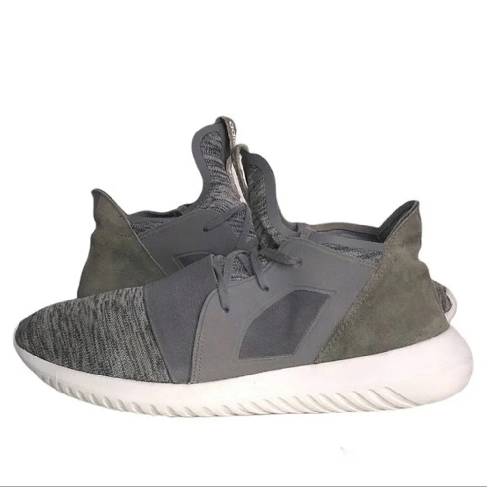 Adidas Originals Tubular Defiant Gray Marl Knit Suede Womens Sneakers Size 9